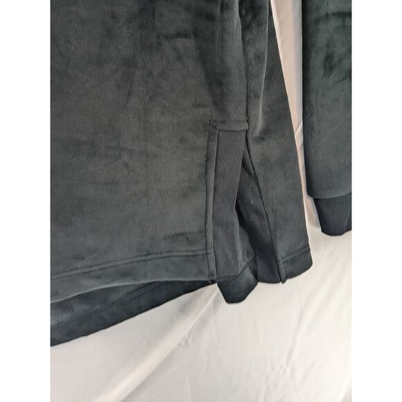 Members Mark Plush Hoodie XL Black Velour Soft Side Split Relaxed Fit Sweatshirt - Picture 4 of 11